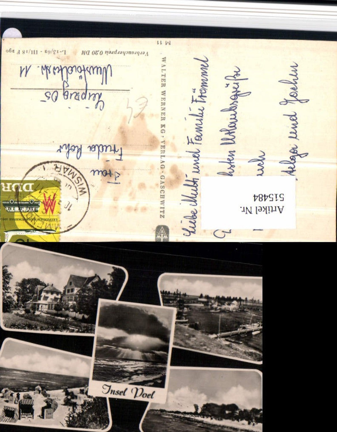 515484,Insel Poel Strand Strandkörbe Hafen Mehrbildkarte