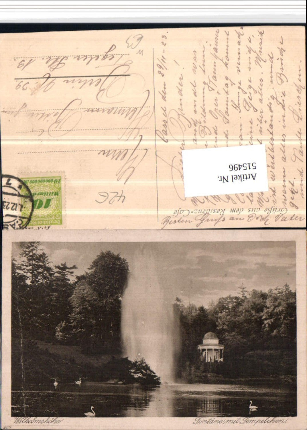 515496,Kassel Wilhelmshöhe Fontäne mit Tempelchen