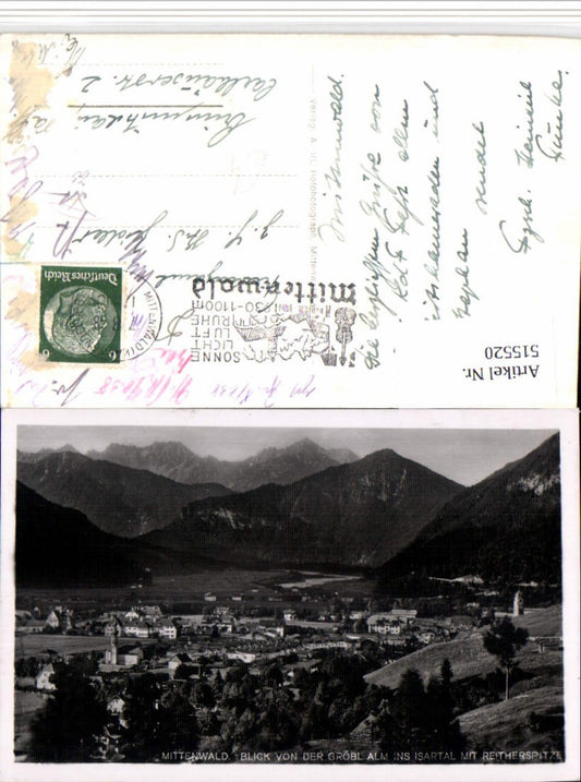 515520,Mittenwald Totale von d. Gröbl-Alm m. Reitherspitze Bergkulisse