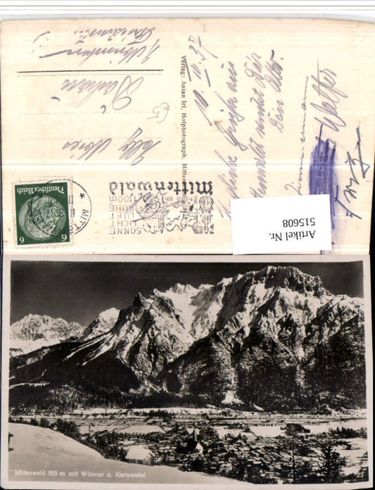 515608,Mittenwald Totale m. Wörner Bergkulisse Winterbild