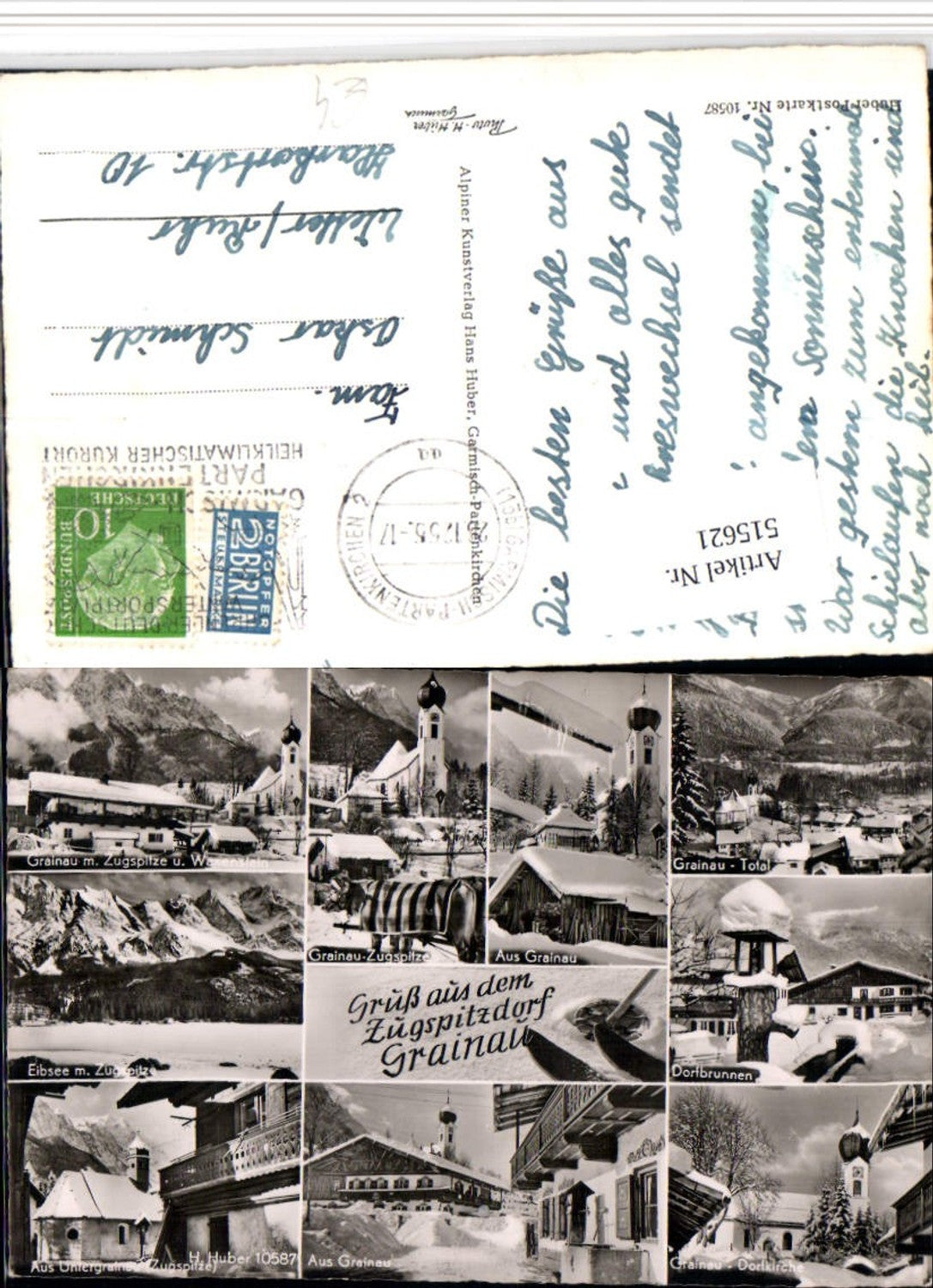 515621,Grainau Totale Kirche Eibsee Brunnen Winterbilder Mehrbildkarte