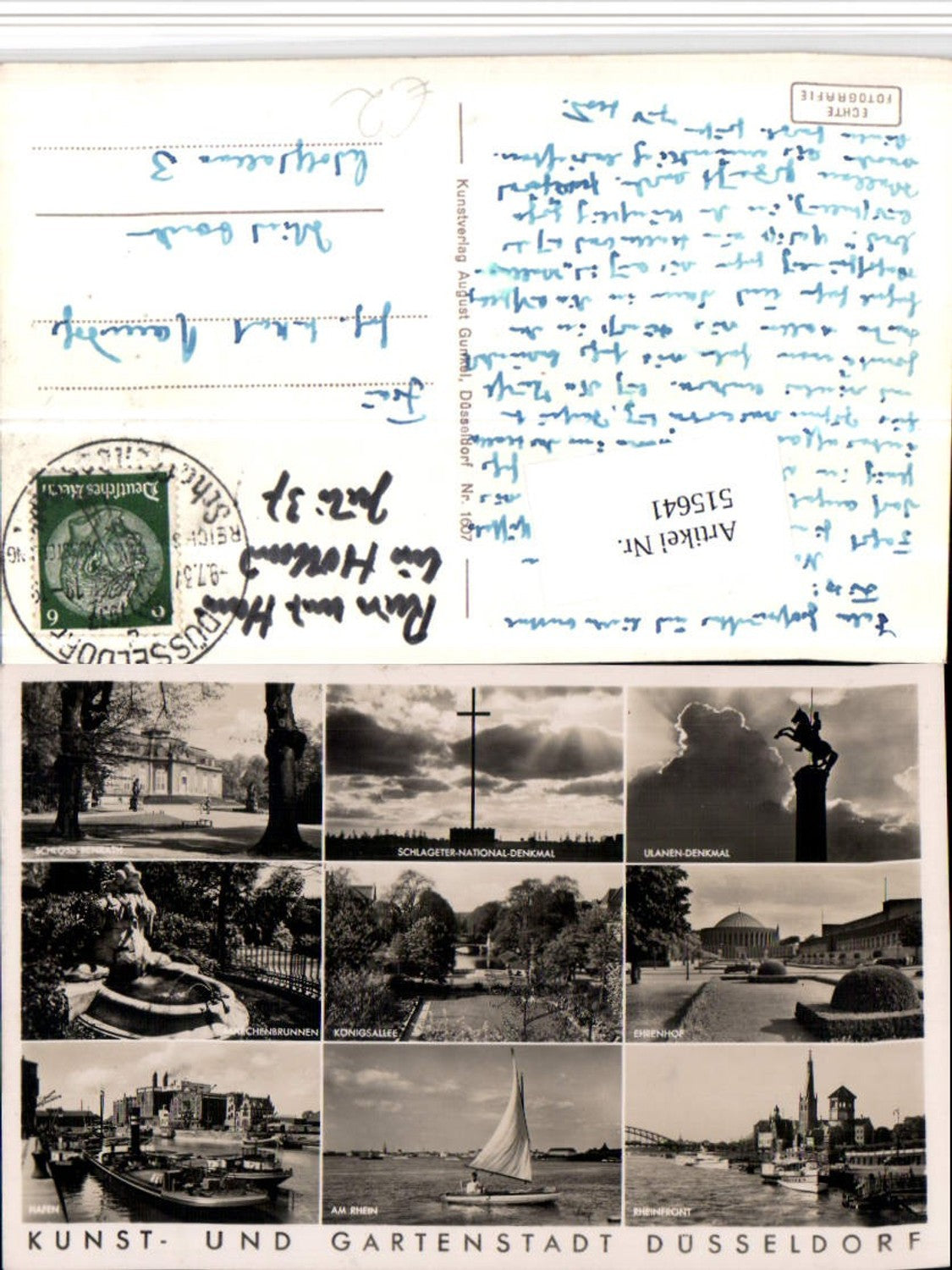 515641,Düsseldorf Denkmal Schloss Hafen Segelboot Mehrbildkarte