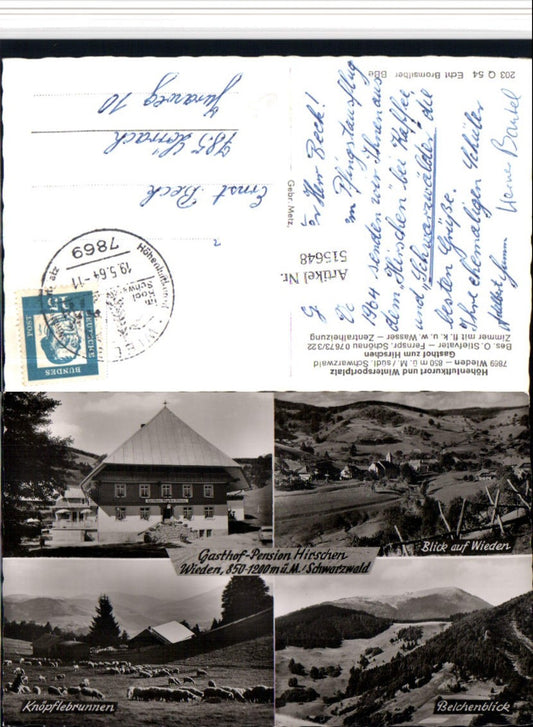 515648, Wieden in the Black Forest, Gasthof Hirschen (multi-view postcard)