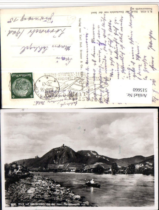 515660,Blick auf Drachenfels von d. Insel Nonnenwerth b. Remagen