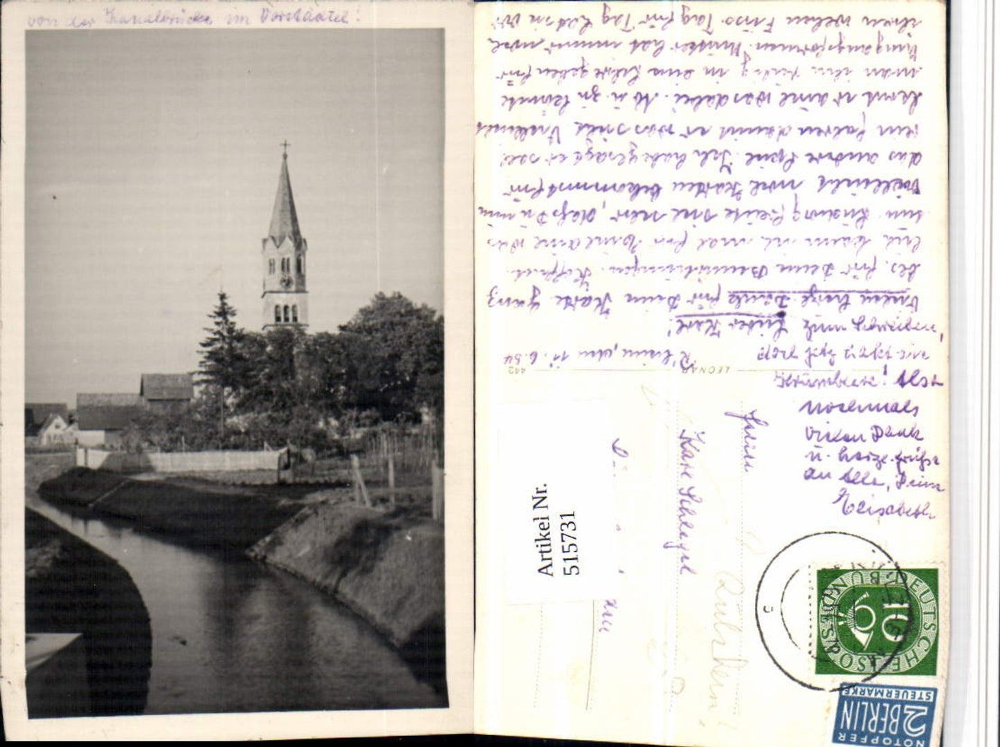 515731,Foto AK Rülzheim Teilansicht Kirche Turm