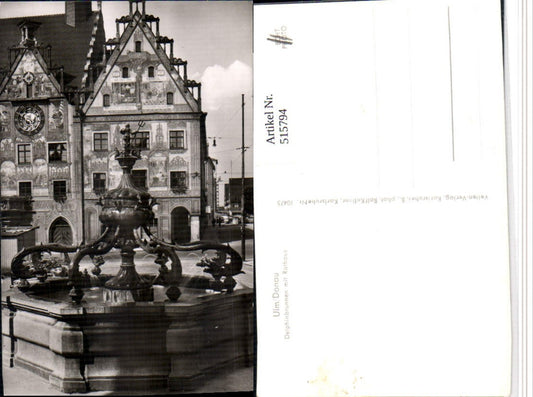 515794, Ulm on the Danube Dolphin Fountain Fountain with Town Hall