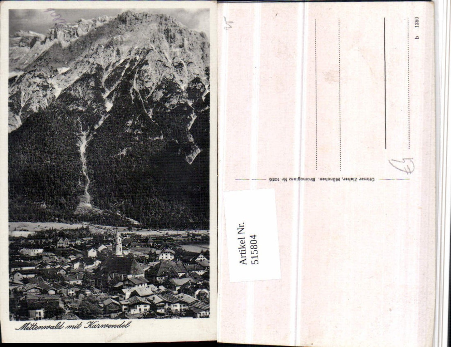 515804,Mittenwald Totale m. Karwendel Bergkulisse