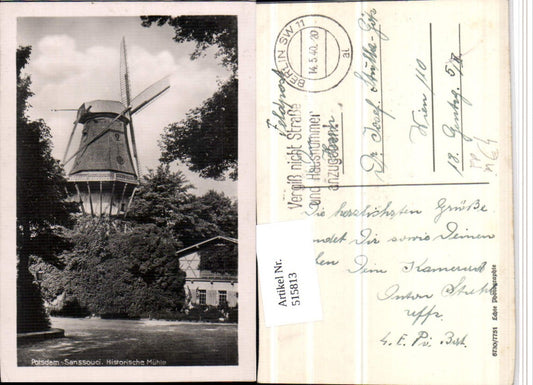 515813,Potsdam Sanssouci Historische Mühle Windmühle Feldpost 4. E. Bat.