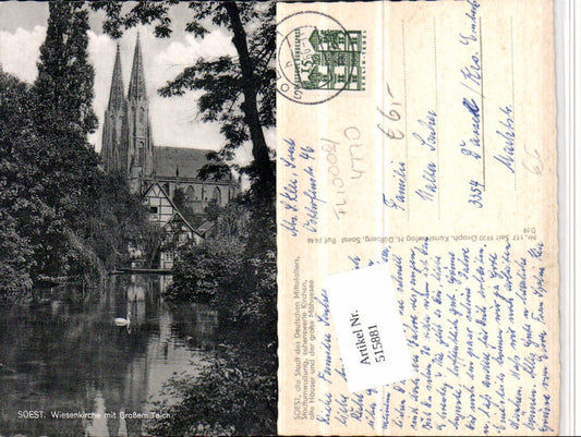 515881,Soest Wiesenkirche Kirche m. Großem Teich