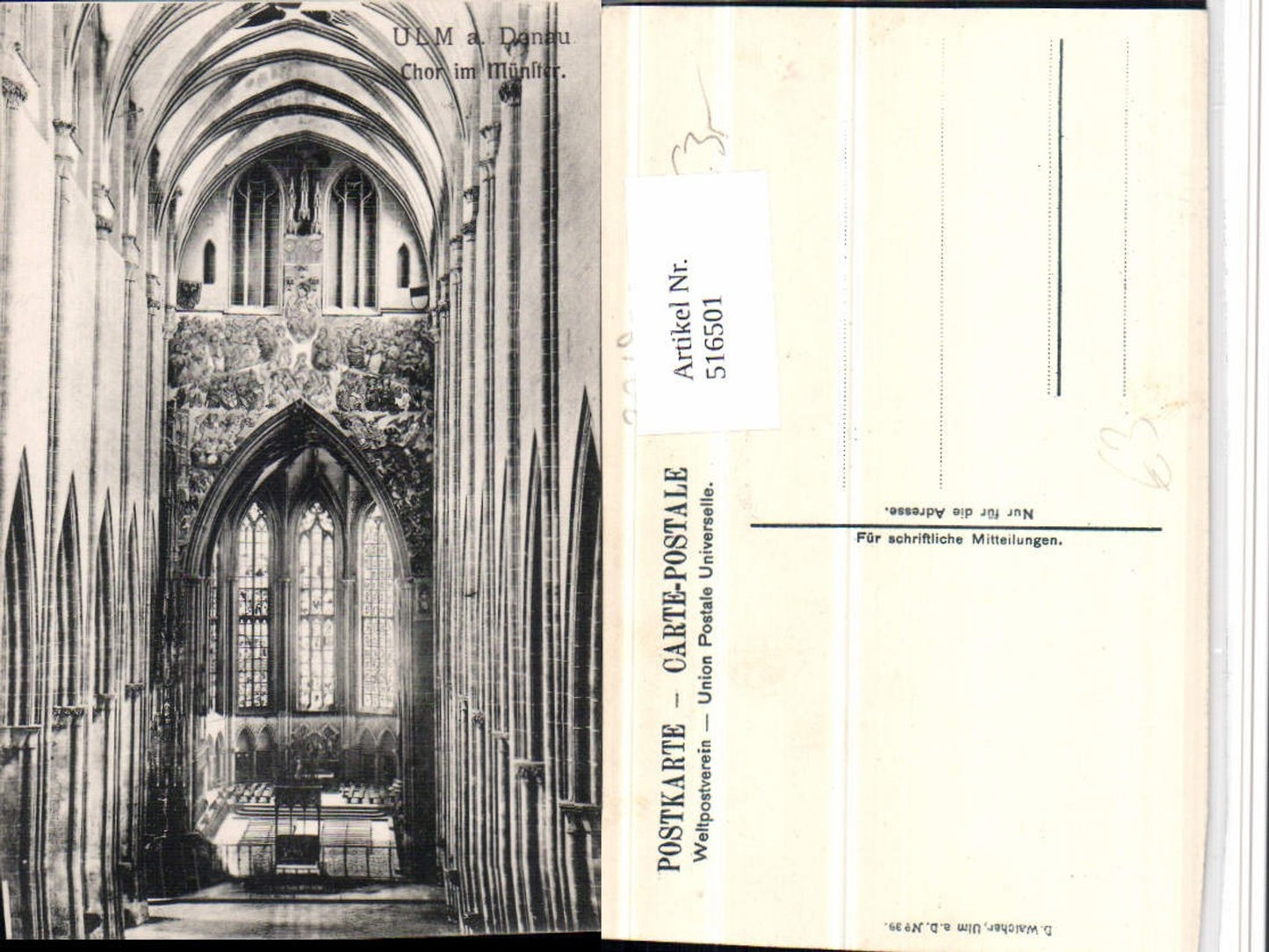 516501,Ulm an d. Donau Münster Kirche Innenansicht Chor