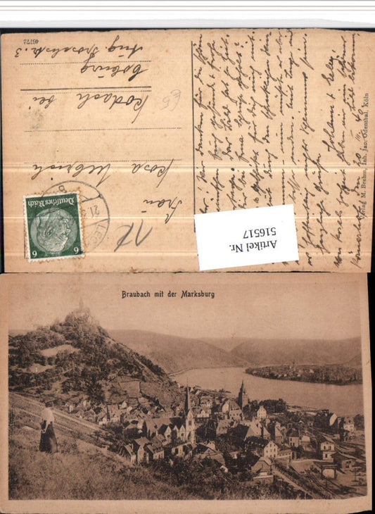 516517,Braubach am Rhein Totale m. Marksburg Burg