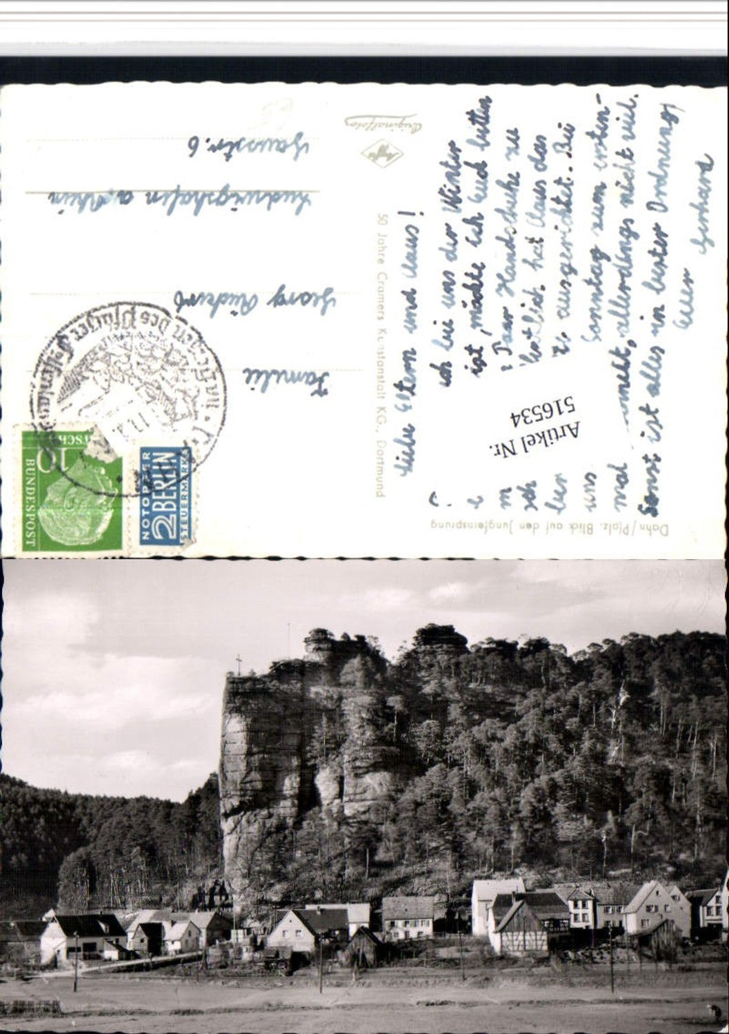 516534,Dahn in d. Pfalz Blick auf den Jungfernsprung Klippe