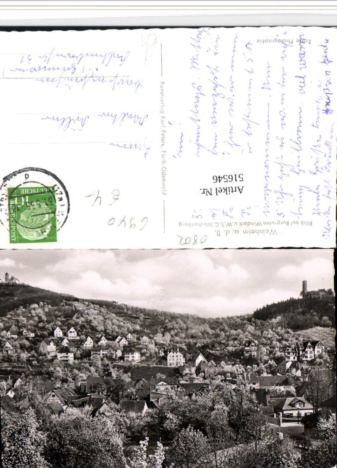 516546, Weinheim an der Bergstraße, partial view with Windeck Wachenburg ruins