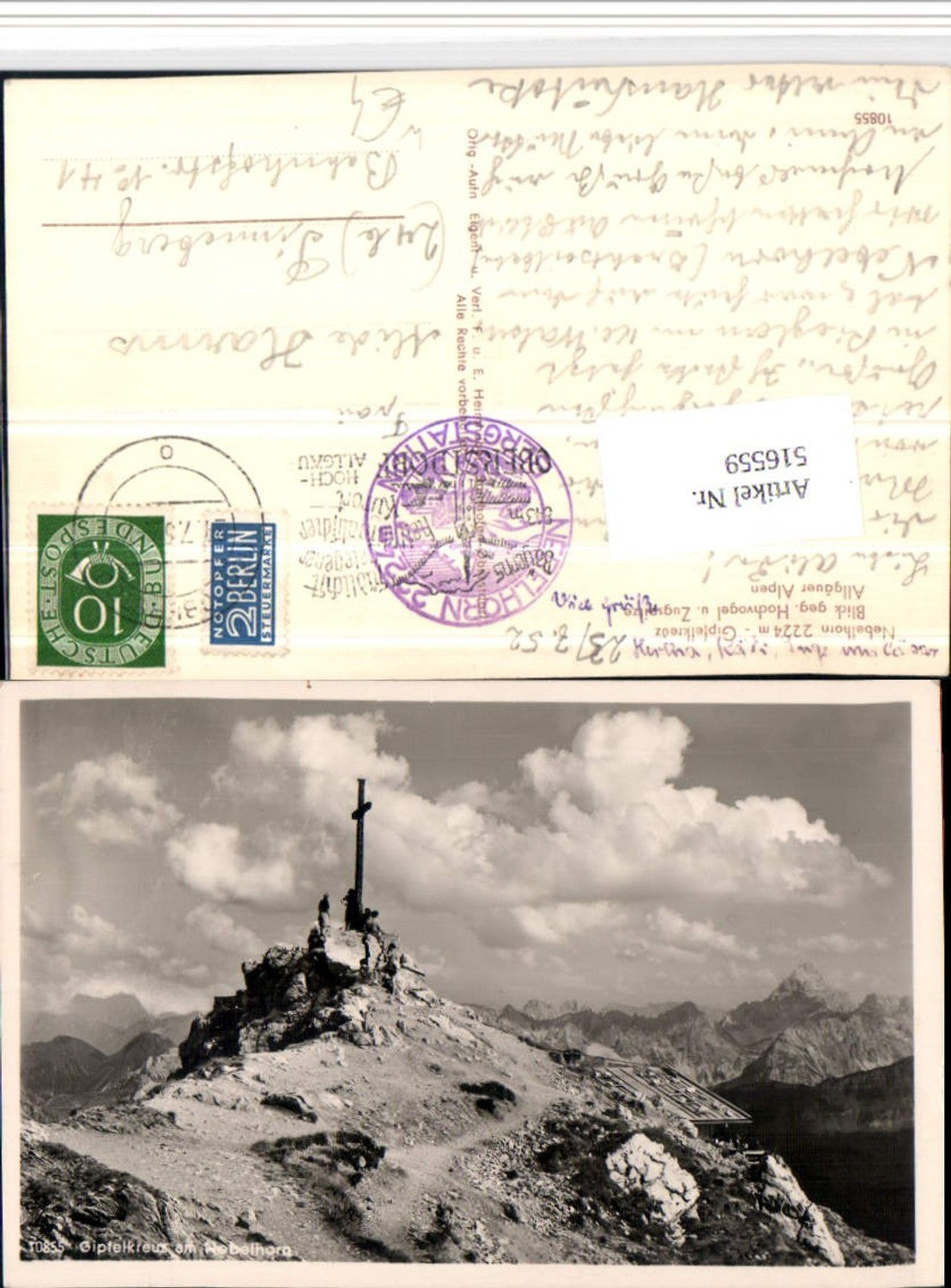 516559,Nebelhorn b. Oberstdorf Gipfelkreuz Kreuz Bergkulisse