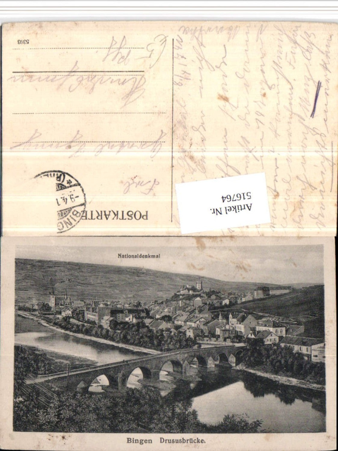 516764,Bingen am Rhein Totale Drususbrücke Brücke m. Nationaldenkmal