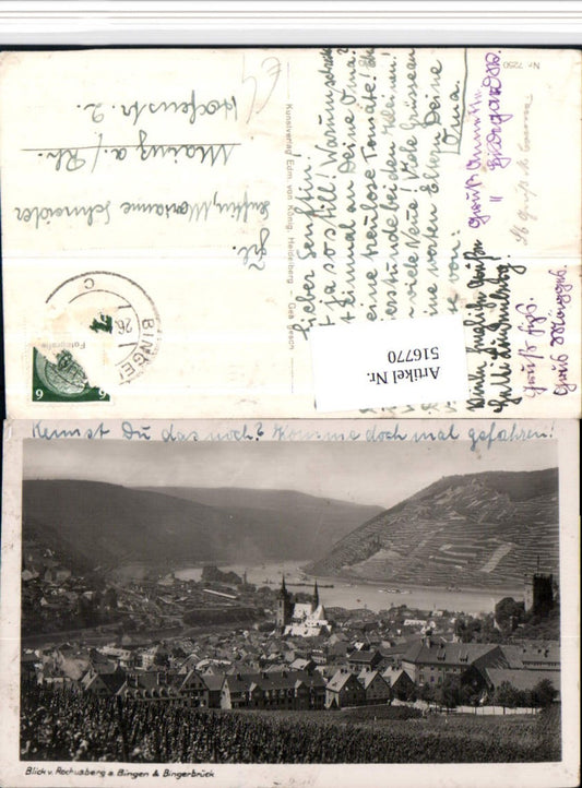516770,Blick vom Rochusberg auf Bingen u. Bingerbrück am Rhein Totale