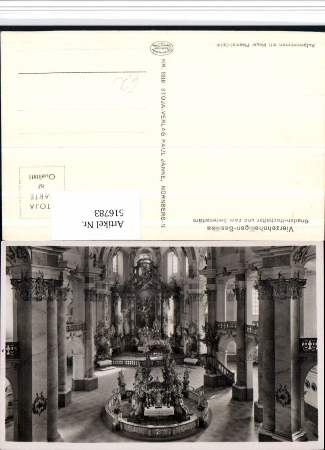 516783,Vierzehnheiligen b. Bad Staffelstein Basilika Innenansicht Gnaden-Hochaltar