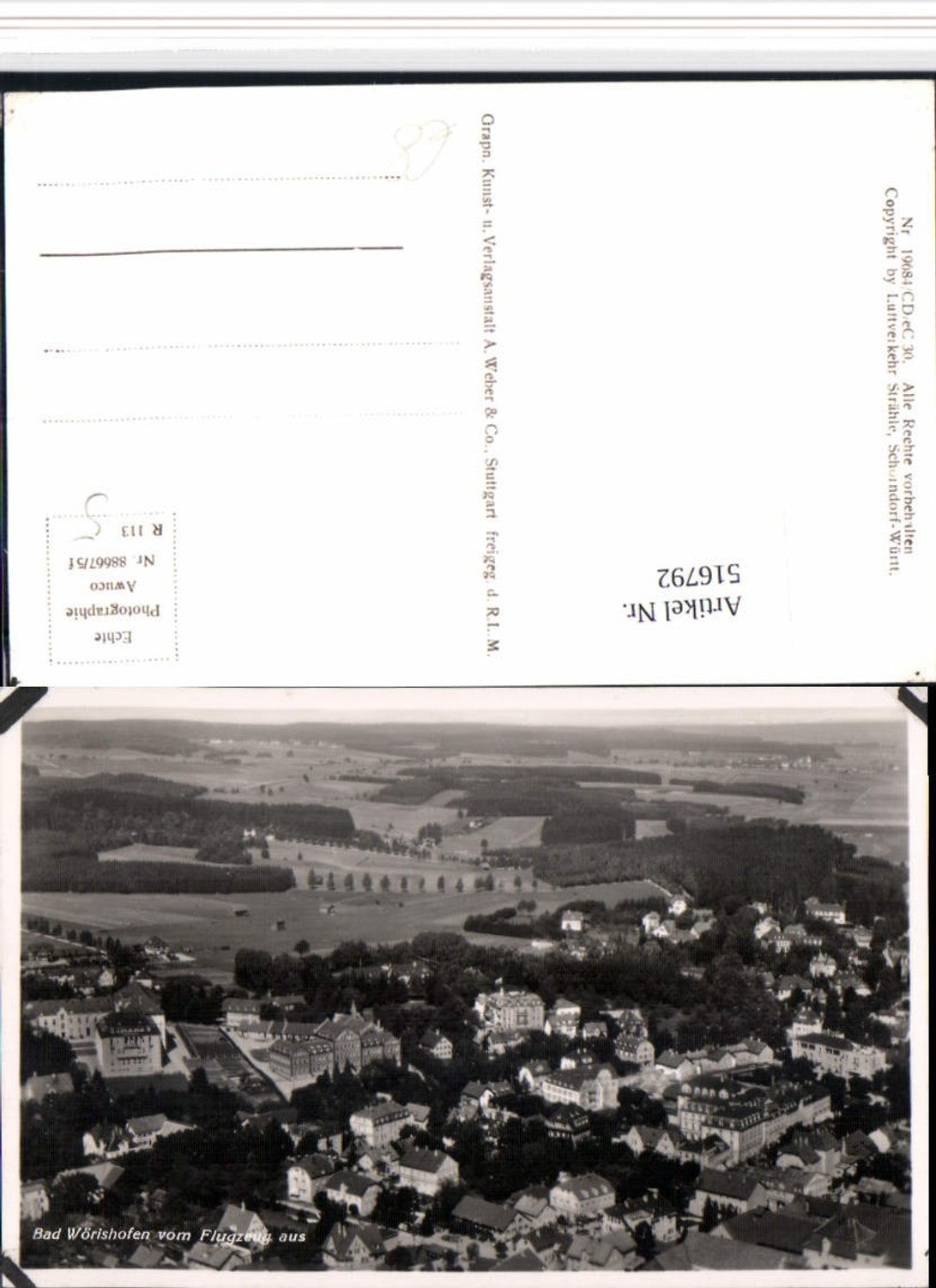 516792,Bad Wörishofen Teilansicht Fliegeraufnahme