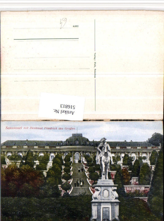 516813,Potsdam Sanssouci m. Denkmal Friedrich des Großen Statue