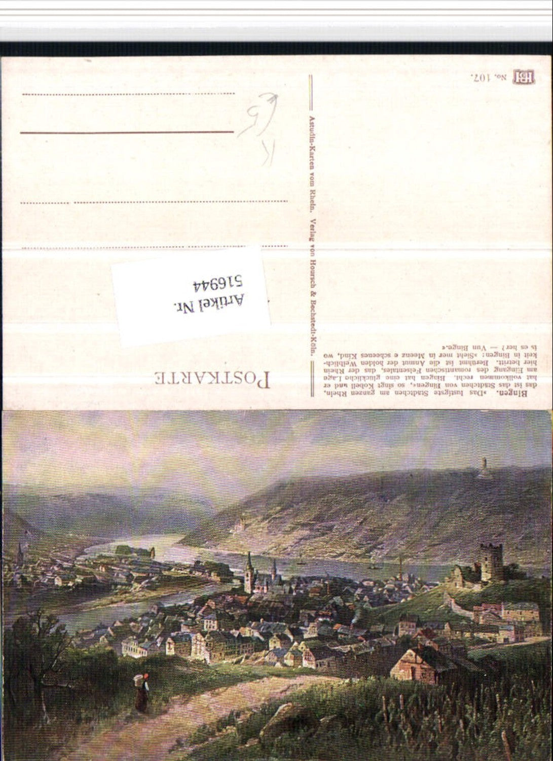 516944,Künstler AK Astudin Bingen am Rhein Totale