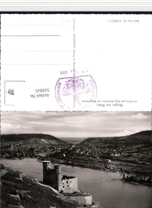 516945,Bingen am Rhein Totale m. Burg Ruine Ehrenfels