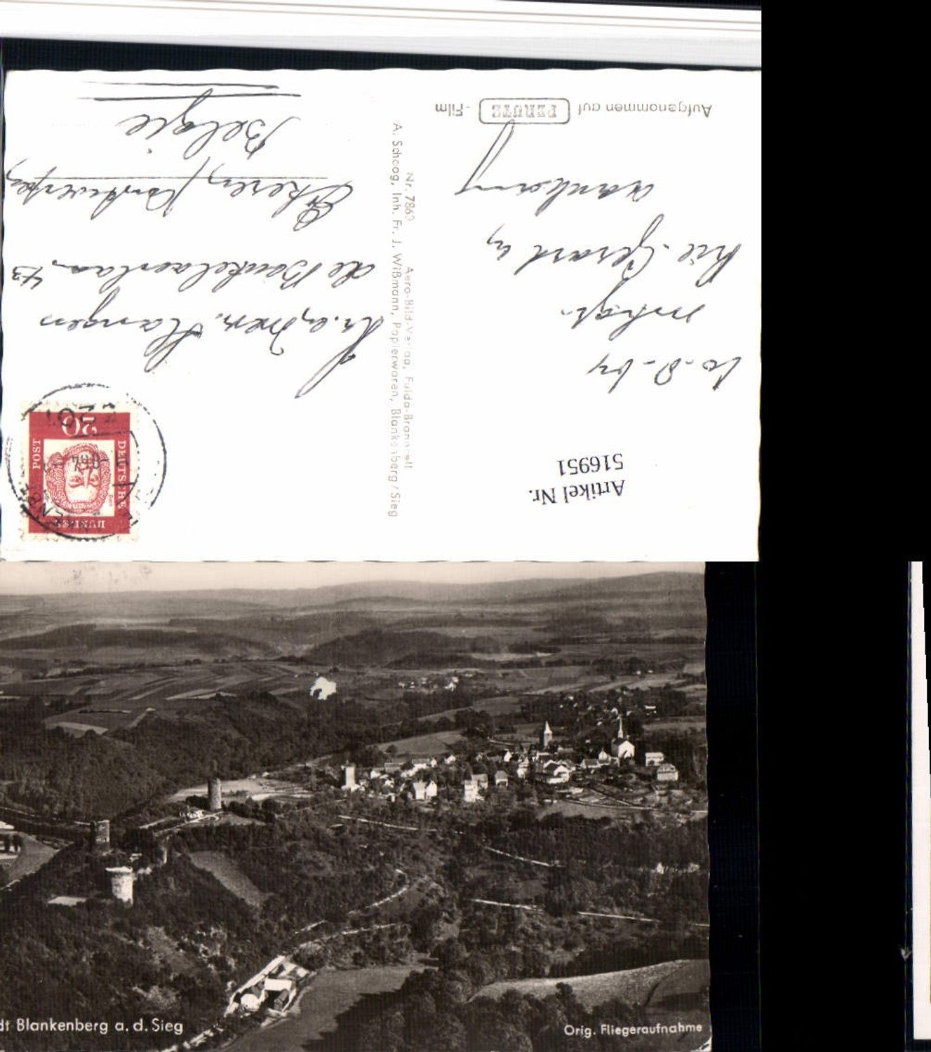 516951,Stadt Blankenburg an d. Sieg Totale Fliegeraufnahme