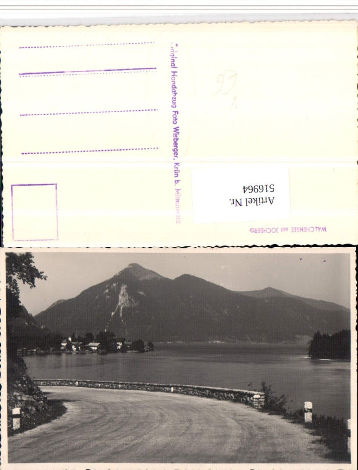 516964,Walchensee b. Kochel m. Jochberg pub Orig. Handabzug Foto Wisberger