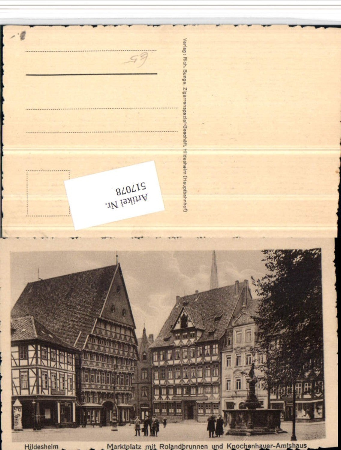 517078,Hildesheim Marktplatz m. Rolandbrunnen u. Knochenhauer-Amtshaus