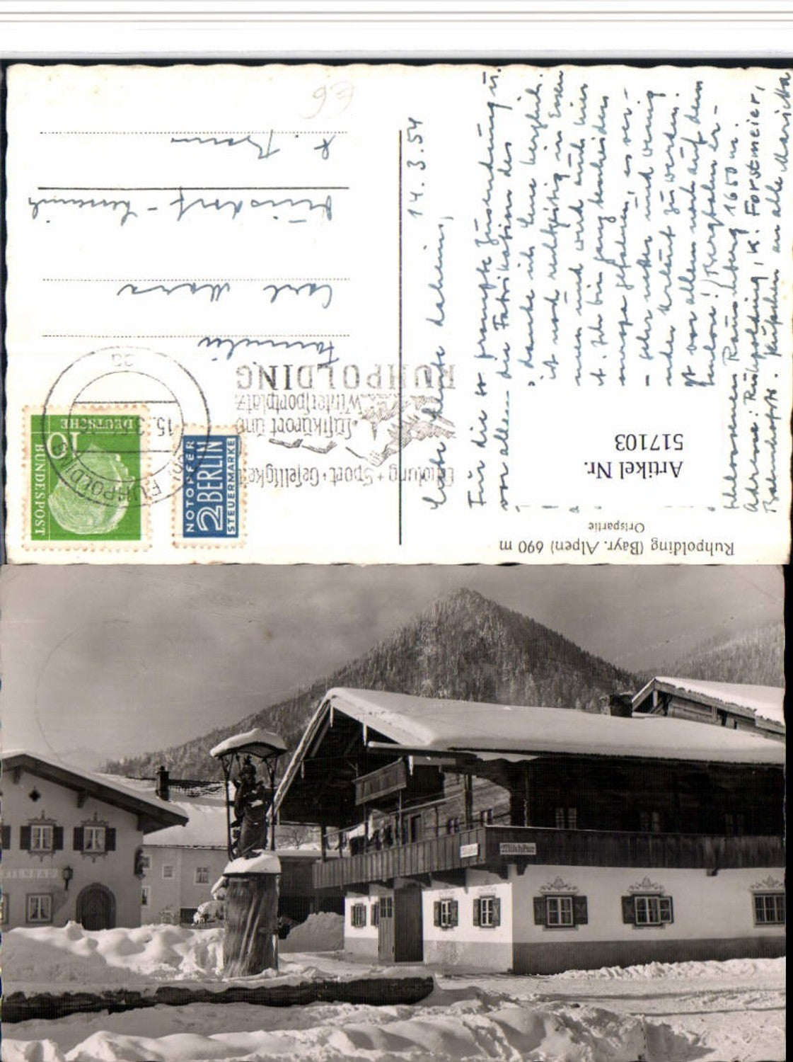 517103,Ruhpolding Ortspartie Milchkur Brunnen Winterbild