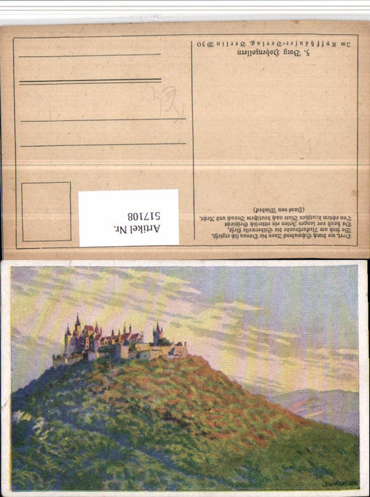 517108, Artist AK J. v. Kulas, Hohenzollern Castle near Bisingen