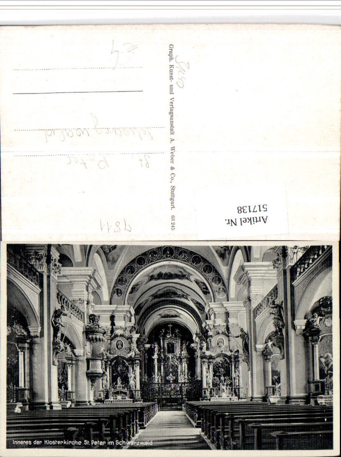 517138,St. Peter im Schwarzwald Klosterkirche Kirche Innenansicht