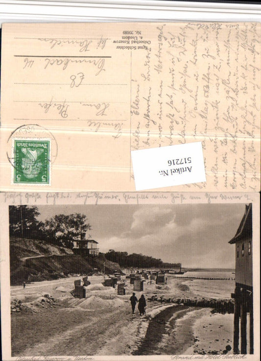 517216,Ostseebad Koserow auf Usedom Strand m. Hotel Seeblick