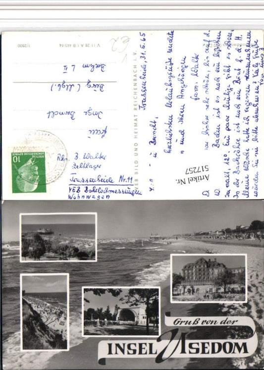 517257,Insel Usedom Trassenheide Strand Seebrücke Mehrbildkarte pub VEB