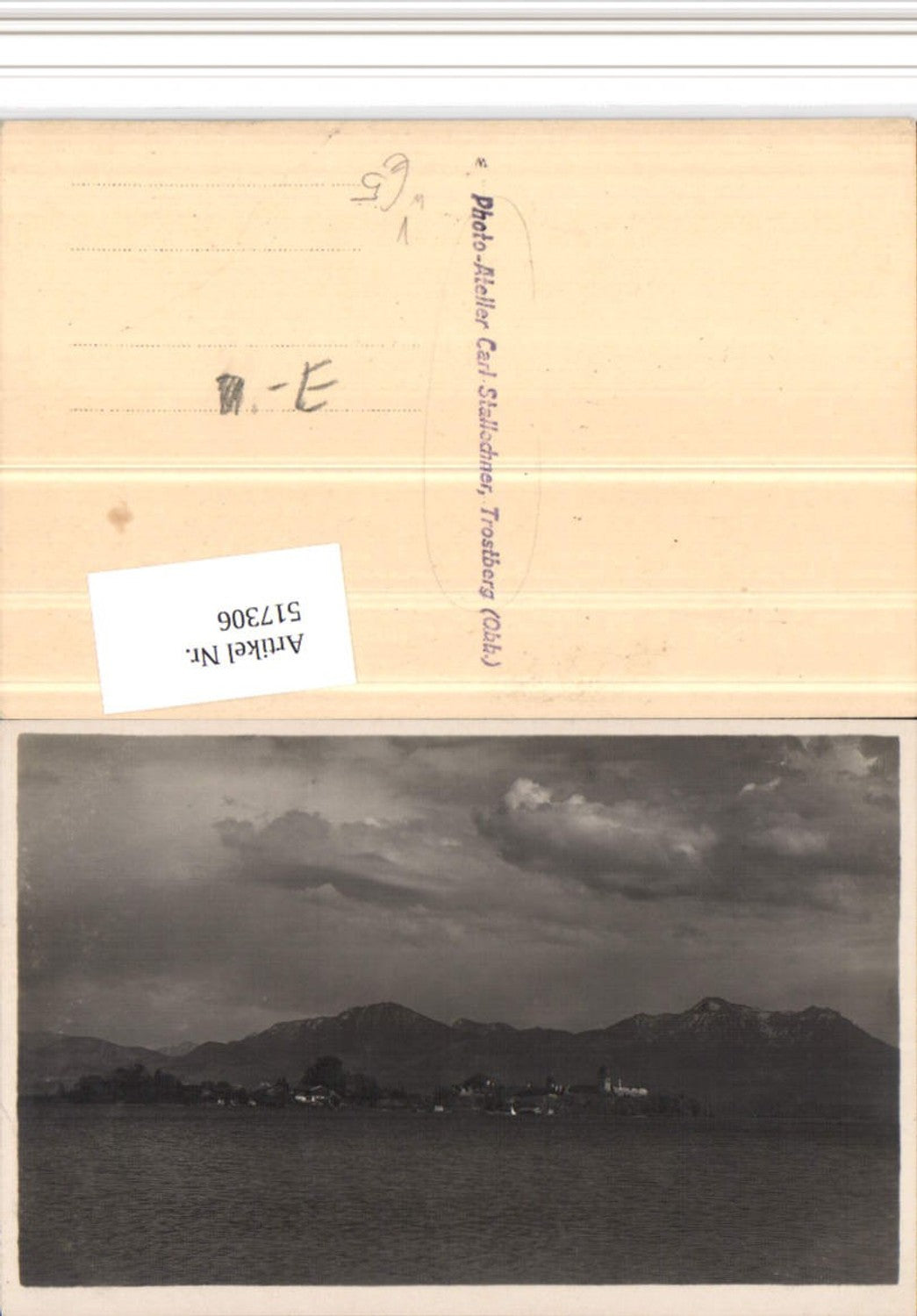 517306,Foto AK Fraueninsel im Chiemsee Bergkulisse pub Carl Stallechner Trostberg