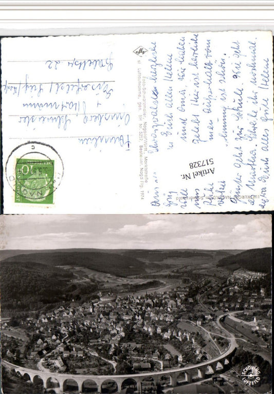 517328, Nagold in the Black Forest, aerial view of the viaduct bridge