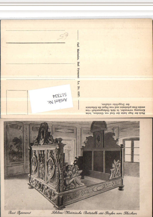 517334,Bad Pyrmont Schloss Bettstelle des Grafen von Gleichen