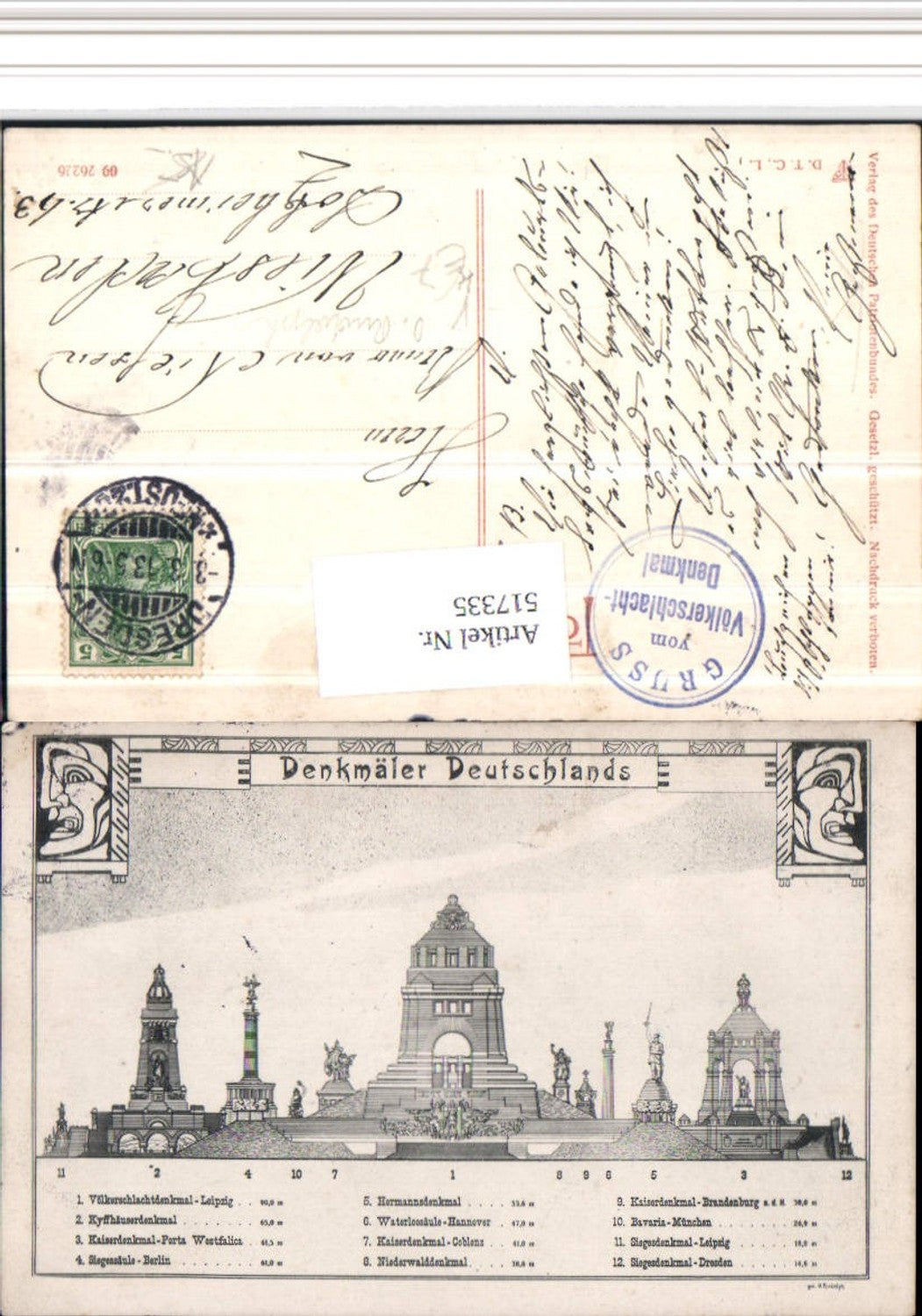 517335,Künstler AK O. Rudolph Denkmäler Deutschlands Verlag Dt. Patriotenbundes