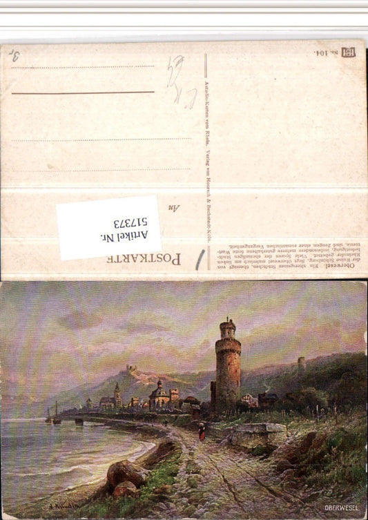 517373,Künstler AK N. Astudin Oberwesel Teilansicht Turm