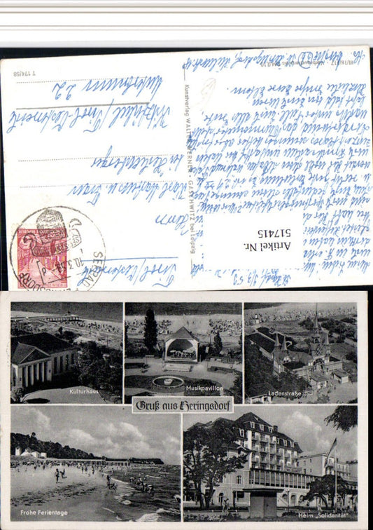 517415,Heringsdorf Strandleben Kulturhaus Musikpavillon Mehrbildkarte