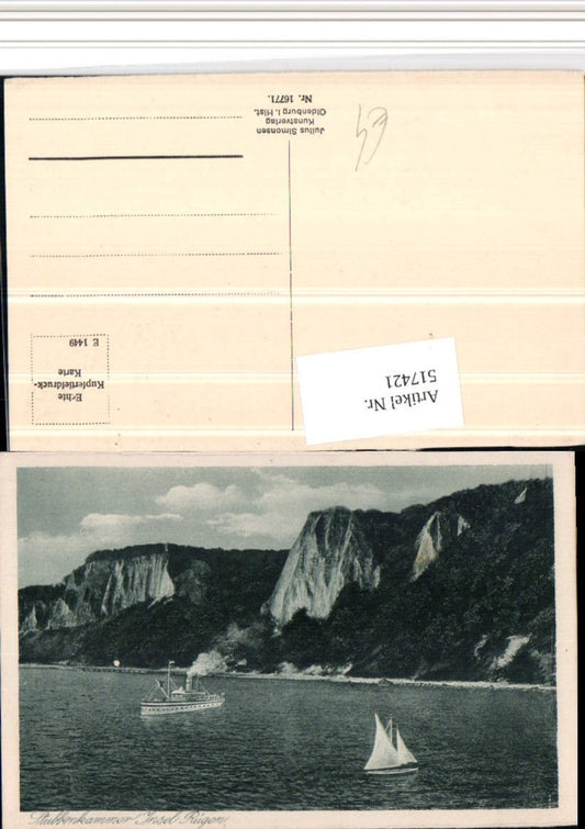 517421,Insel Rügen Stubbenkammer Steilküste Segelboot Dampfer