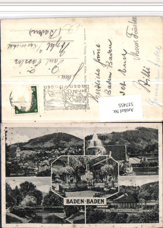 517455, Baden-Baden Total Kurhaus Casino Fountain Multiview Card