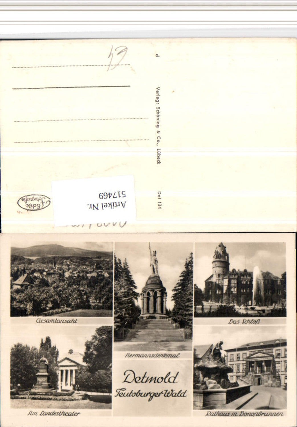 517469,Detmold Totale Hermanns-Denkmal Schloss Rathaus Mehrbildkarte