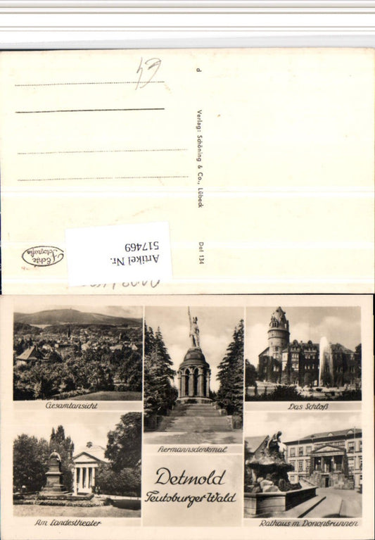 517469,Detmold Totale Hermanns-Denkmal Schloss Rathaus Mehrbildkarte