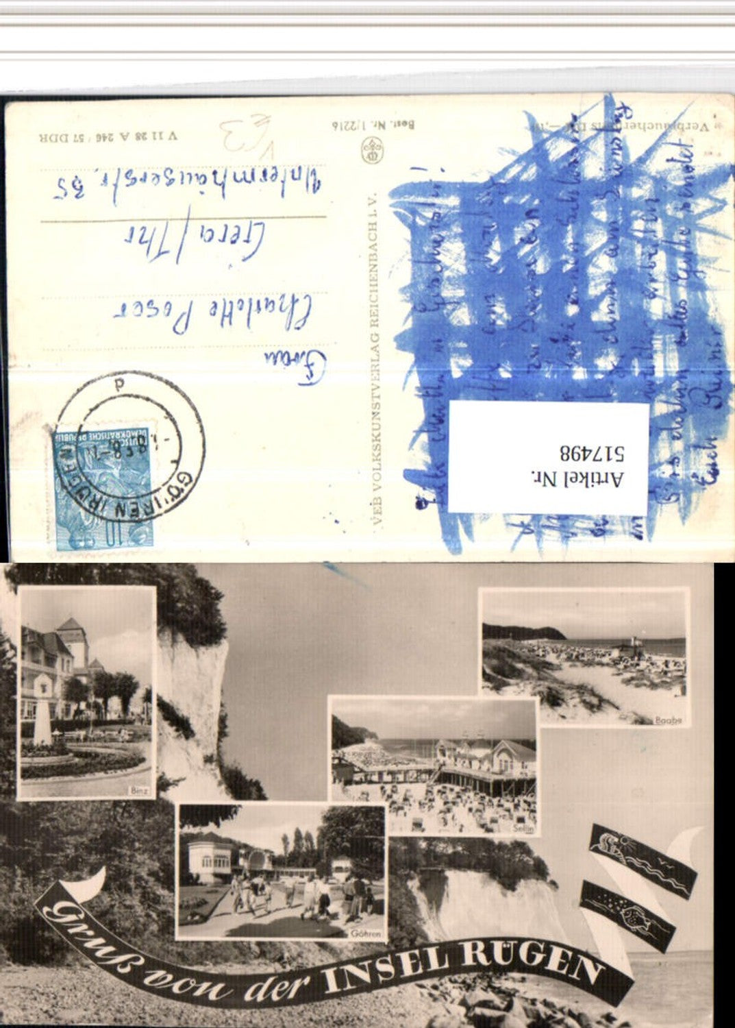 517498,Insel Rügen Binz Göhren Sellin Baabe Mehrbildkarte pub VEB
