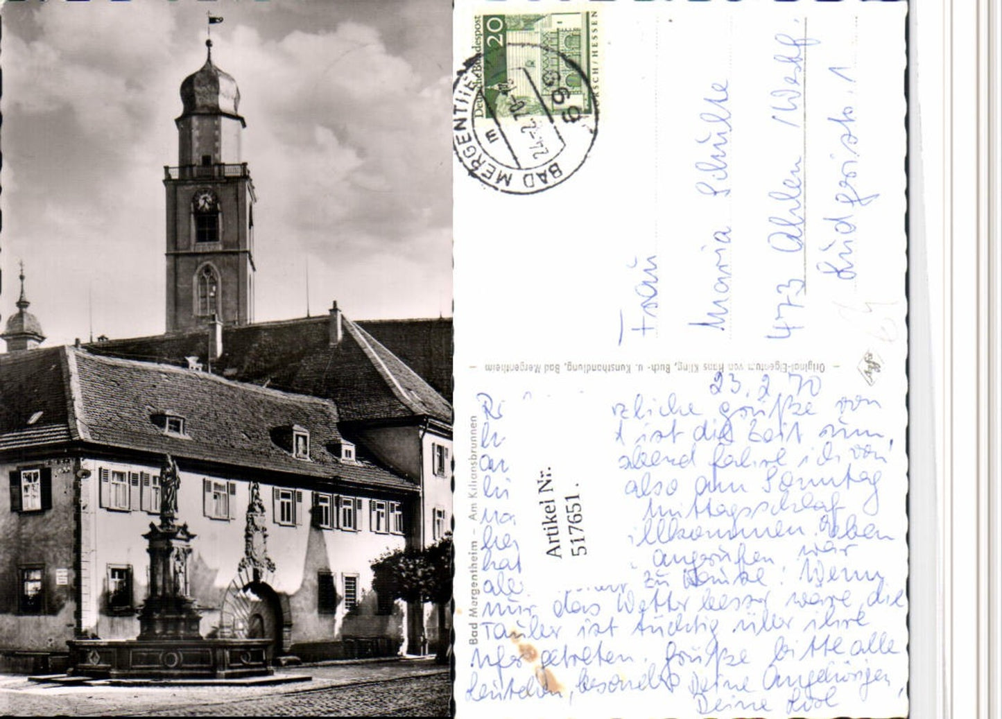 517651, Bad Mergentheim Kiliansbrunnen Fountain Tower