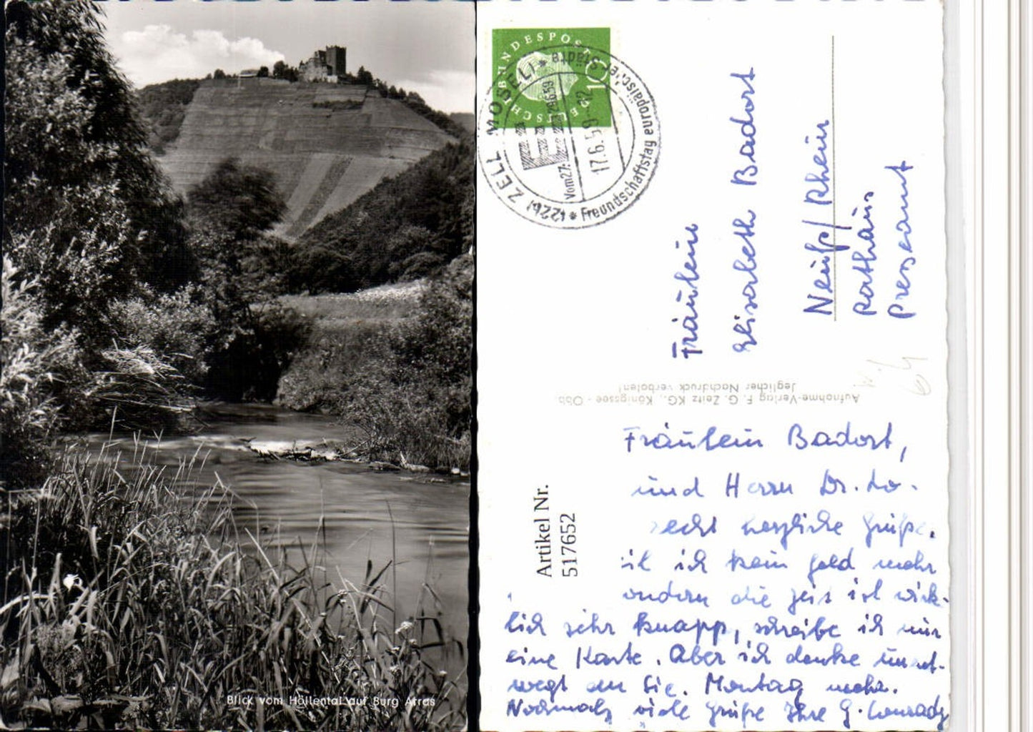 517652,Blick vom Höllental auf Burg Arras b. Alf