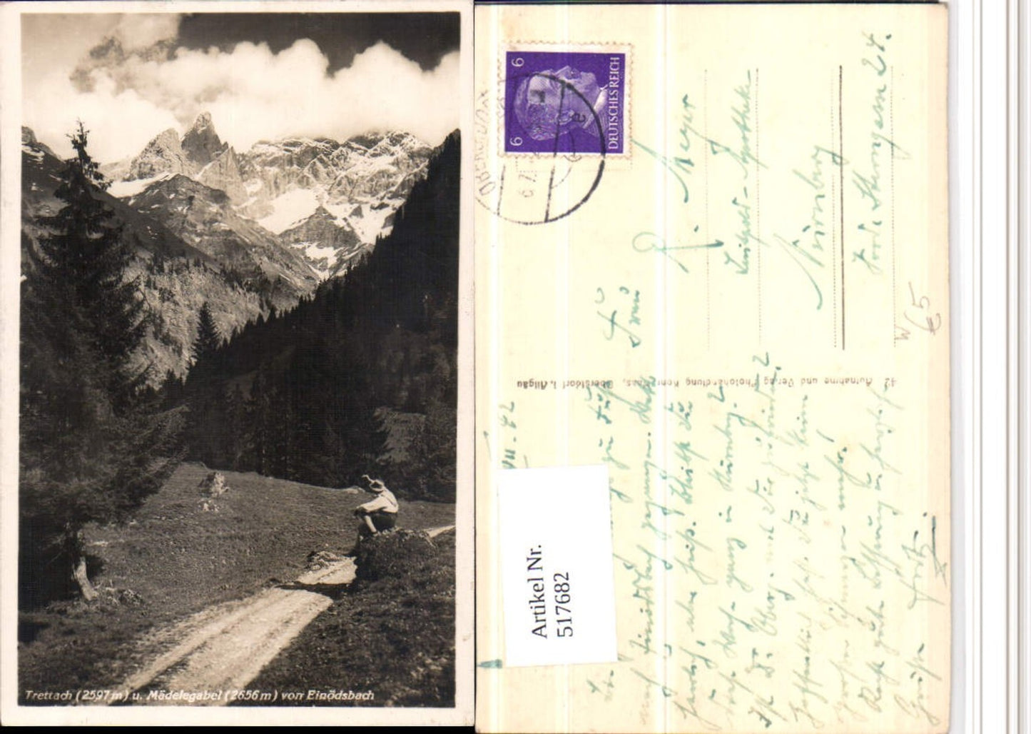 517682, Trettach and Mädelegabel from Einödsbach near Oberstdorf, mountain scenery
