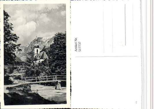 517737,Ramsau b. Berchtesgaden Kirche Brücke Bergkulisse