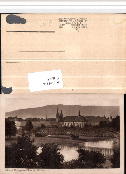 518323,Schloss Corvey an d. Weser b. Höxter Kirche Brücke
