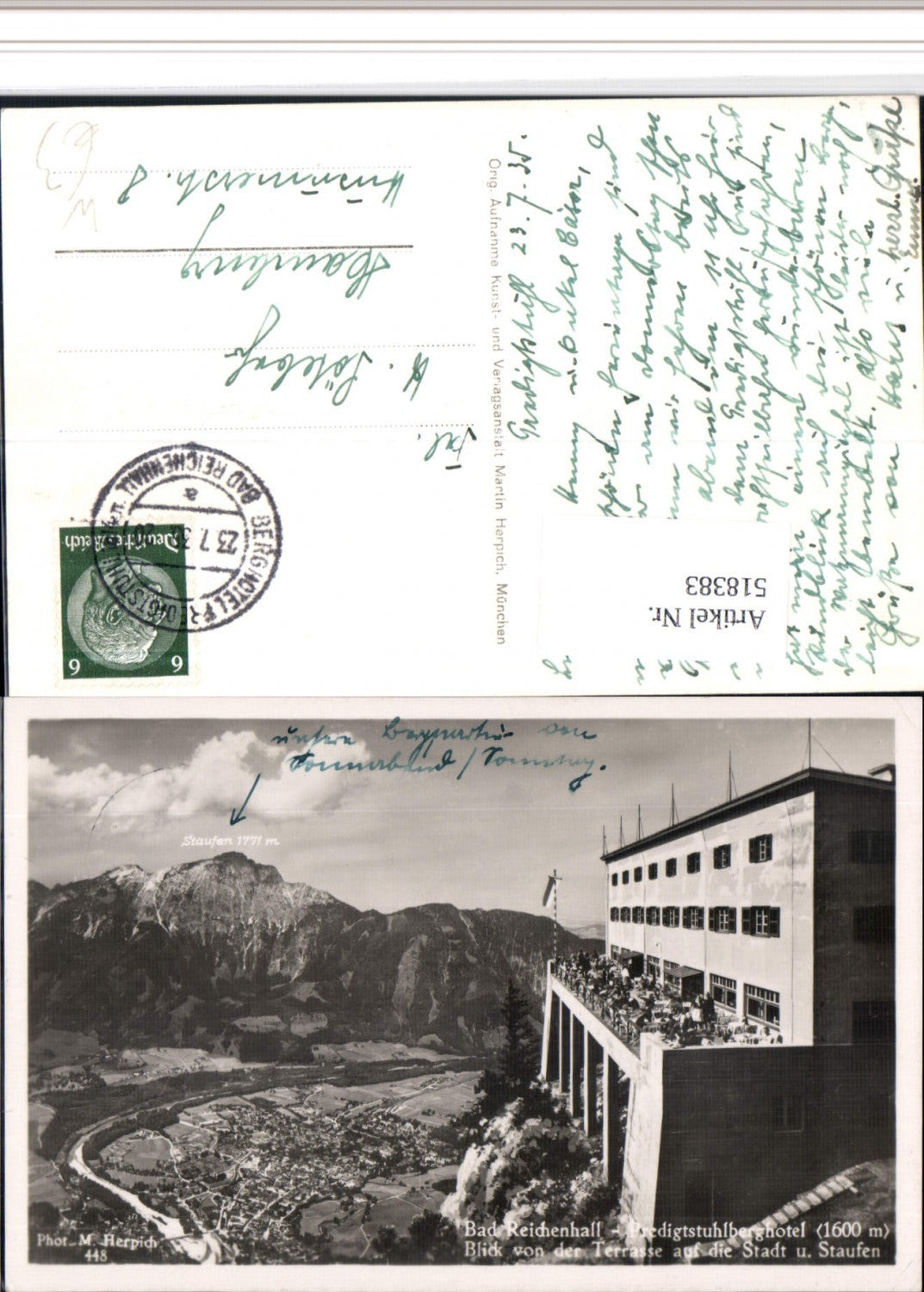 518383,Bad Reichenhall Totale Predigtstuhlberghotel Terrasse Bergkulisse